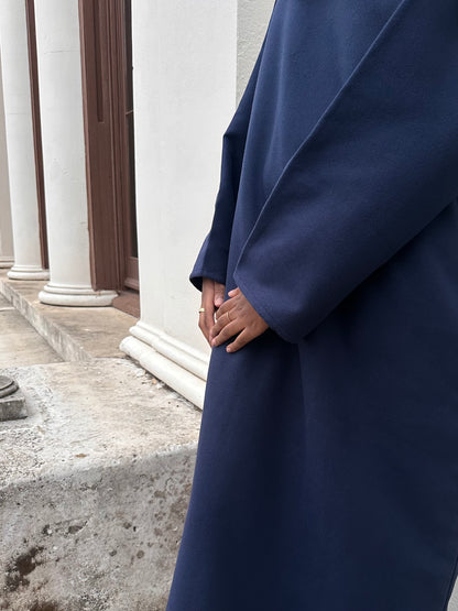 Navy Soft Wool Melton Abaya Dress