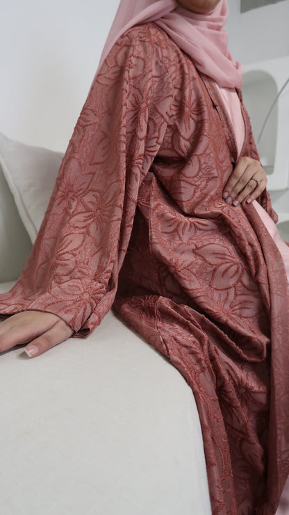 Blush Bloom Velvet Abaya Set