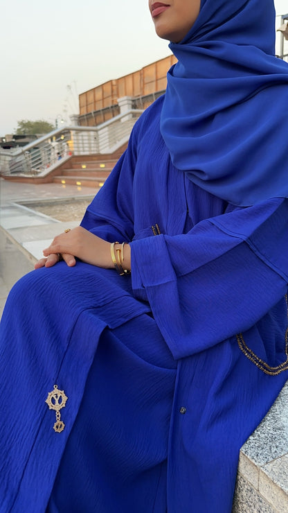 Royal Blue Beads Luxe Abaya Set