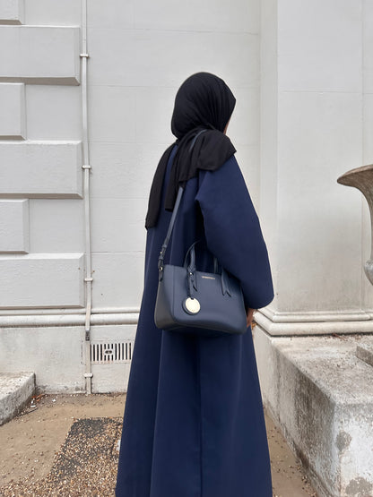 Navy Soft Wool Melton Abaya Dress