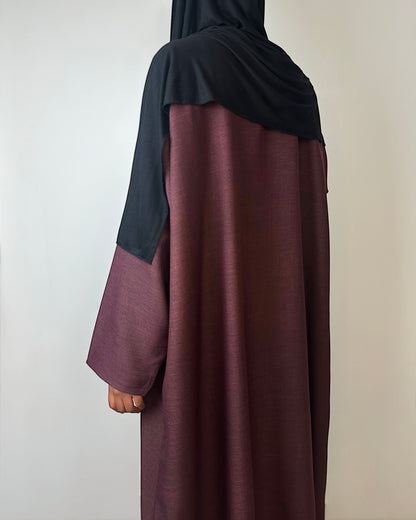 Closed Burgundy Linen Abaya