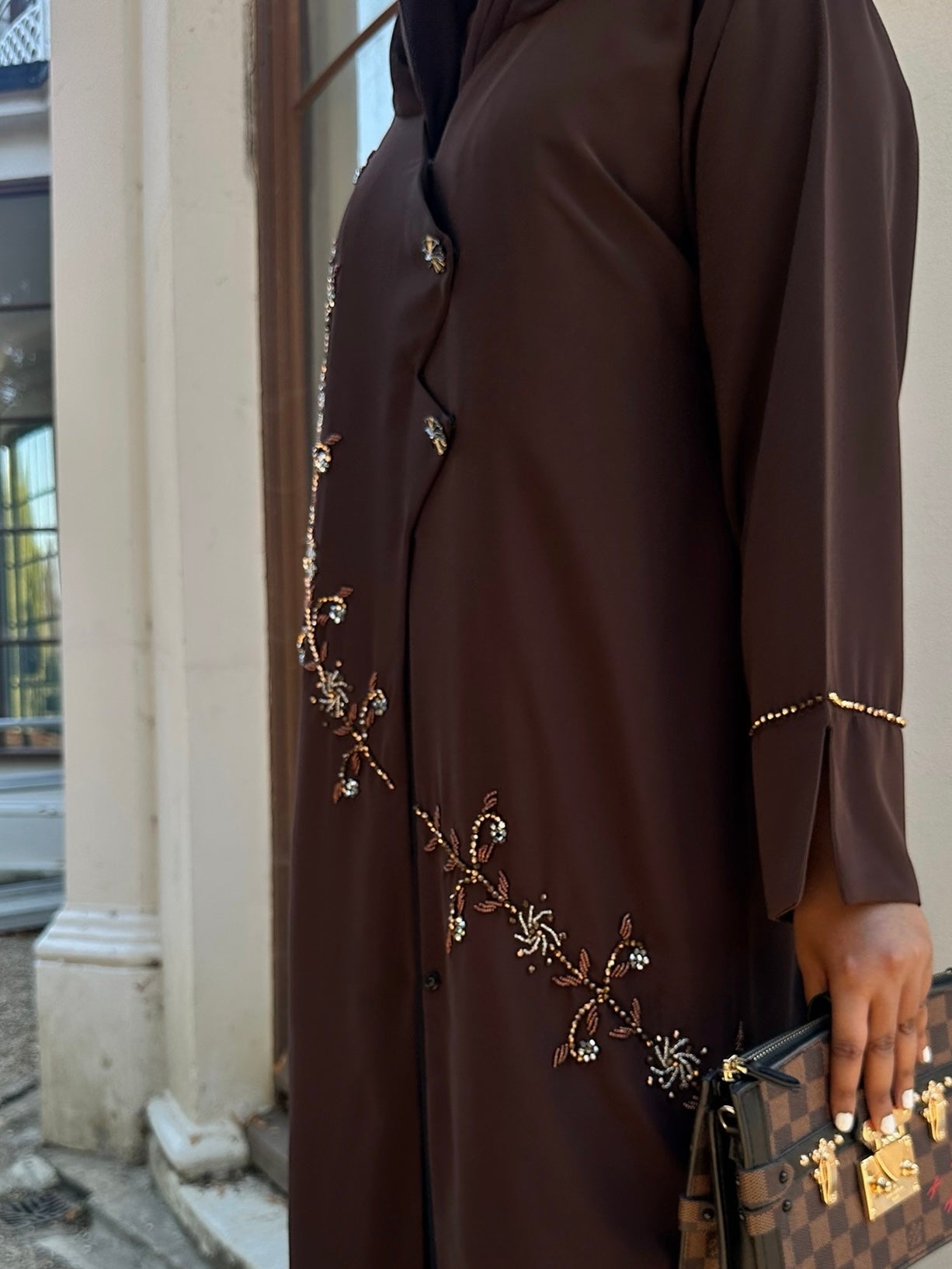 Espresso Stylish Élégance Abaya Set
