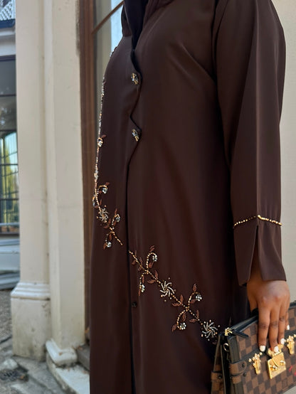 Espresso Stylish Élégance Abaya Set