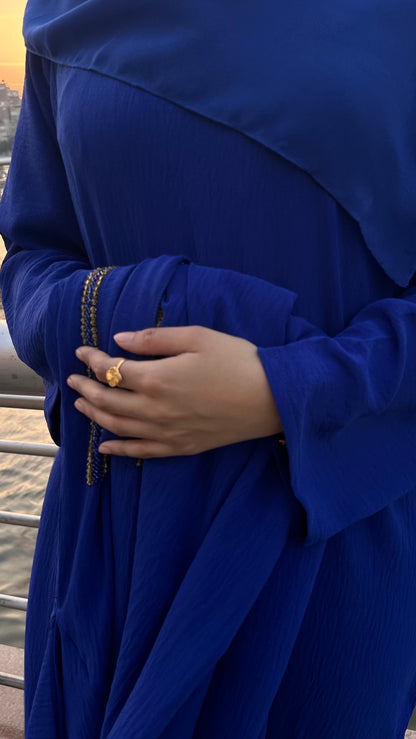 Royal Blue Beads Luxe Abaya Set