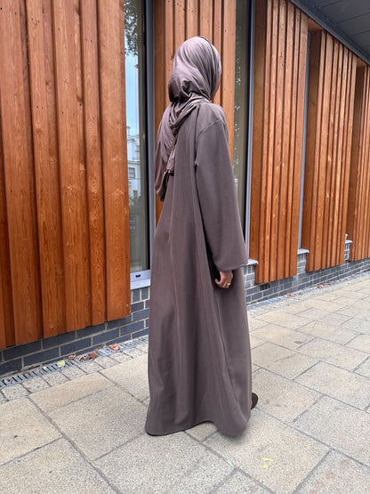 Mocha Soft Brushed Twill Abaya Dress