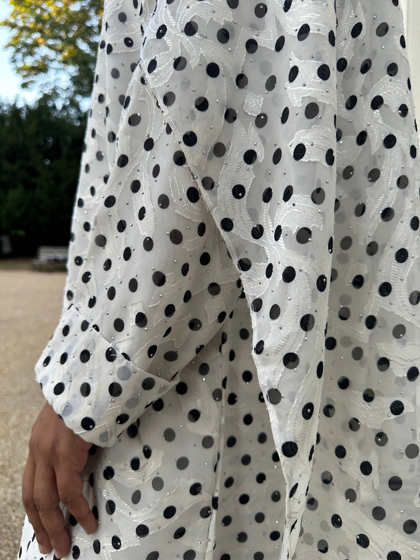 Polka Dot Rhinestone Dress Set (Slim Cut)