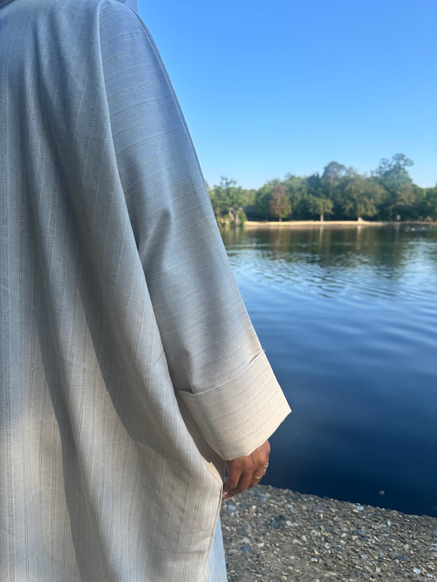 Golden Whisper Linen Kimono Abaya