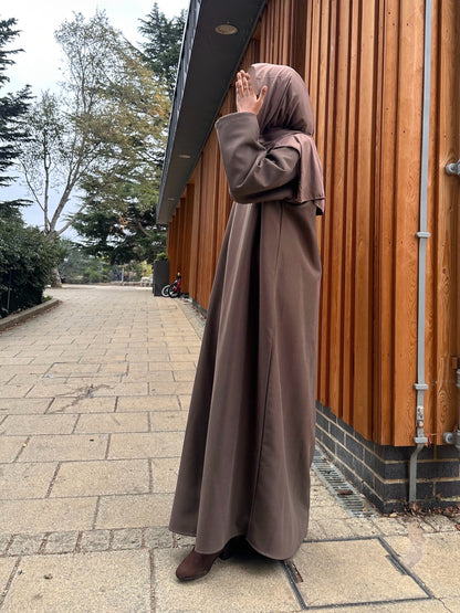 Mocha Soft Brushed Twill Abaya Dress