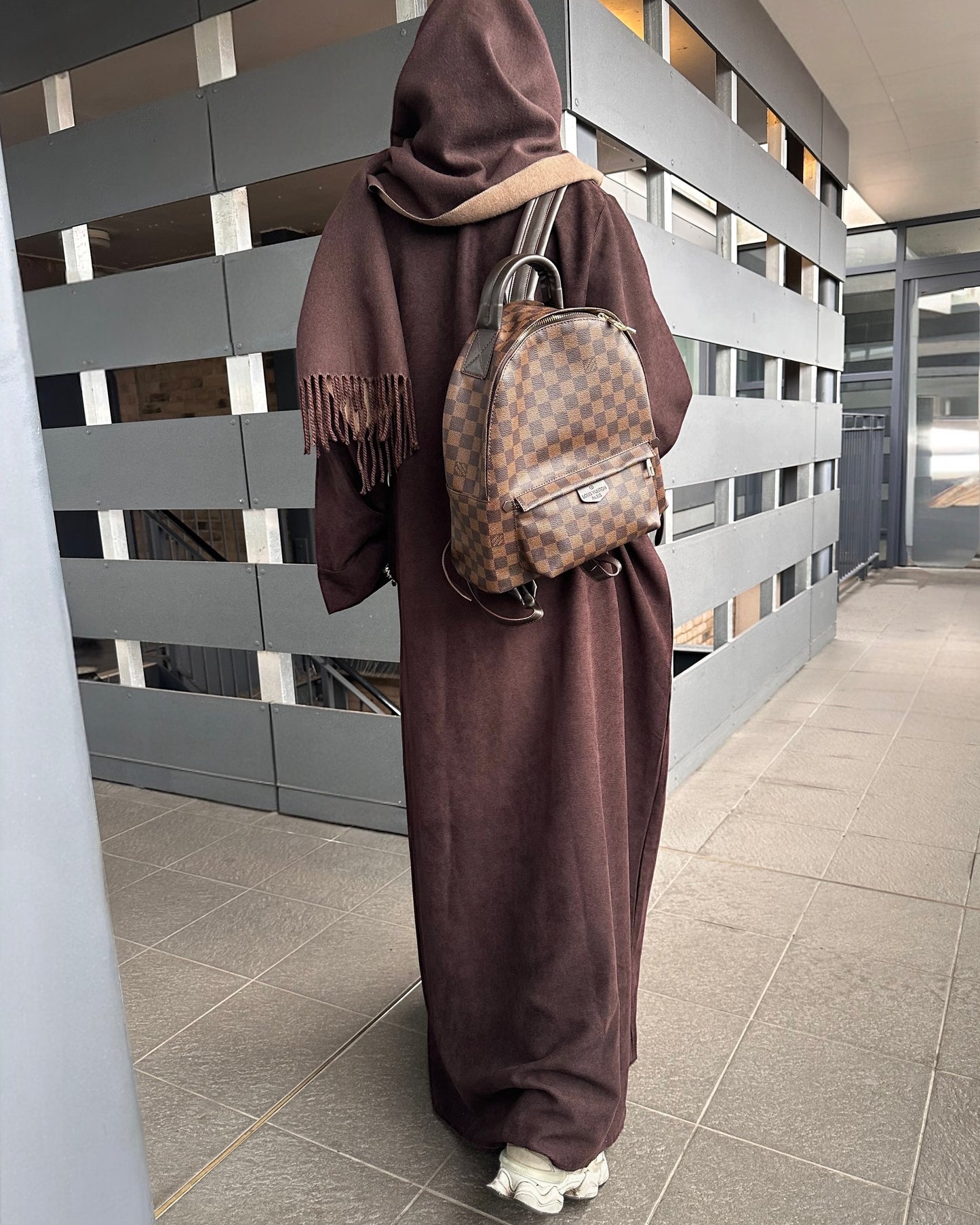 Espresso Brown Open Corduroy Abaya