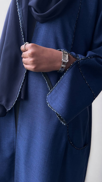 Elegance in Blue Open Abaya