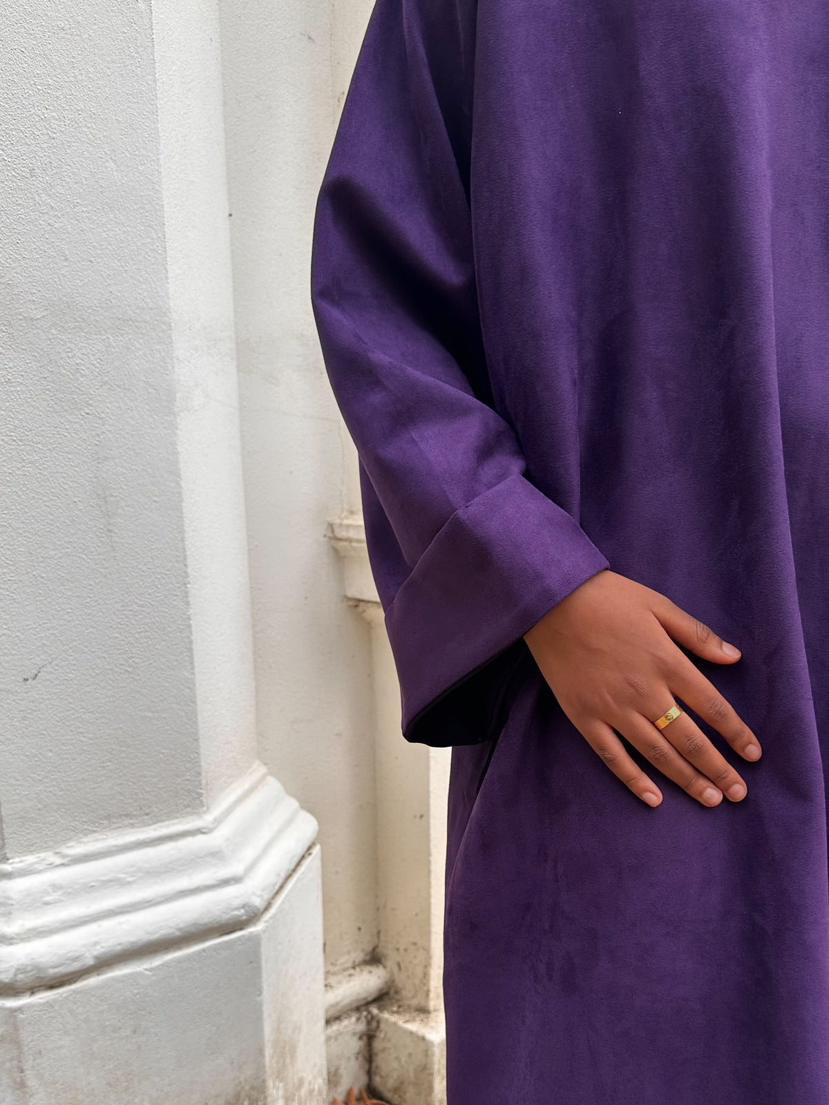Deep Royal Purple Suede Closed Abaya