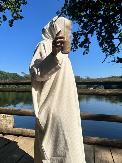 Golden Whisper Linen Kimono Abaya