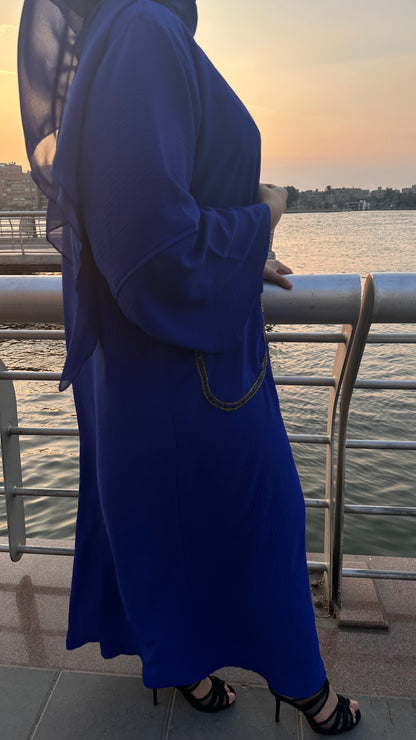 Royal Blue Beads Luxe Abaya Set