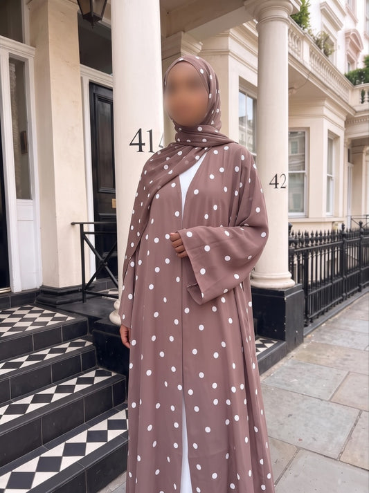 Mocha Taupe Polka Abaya Set