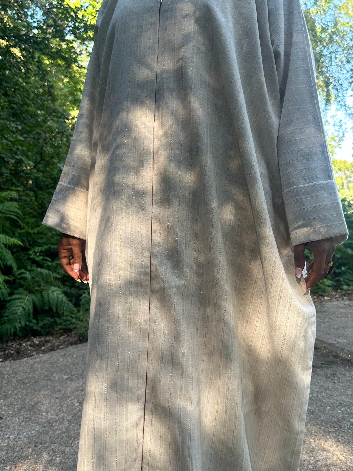 Golden Whisper Linen Kimono Abaya