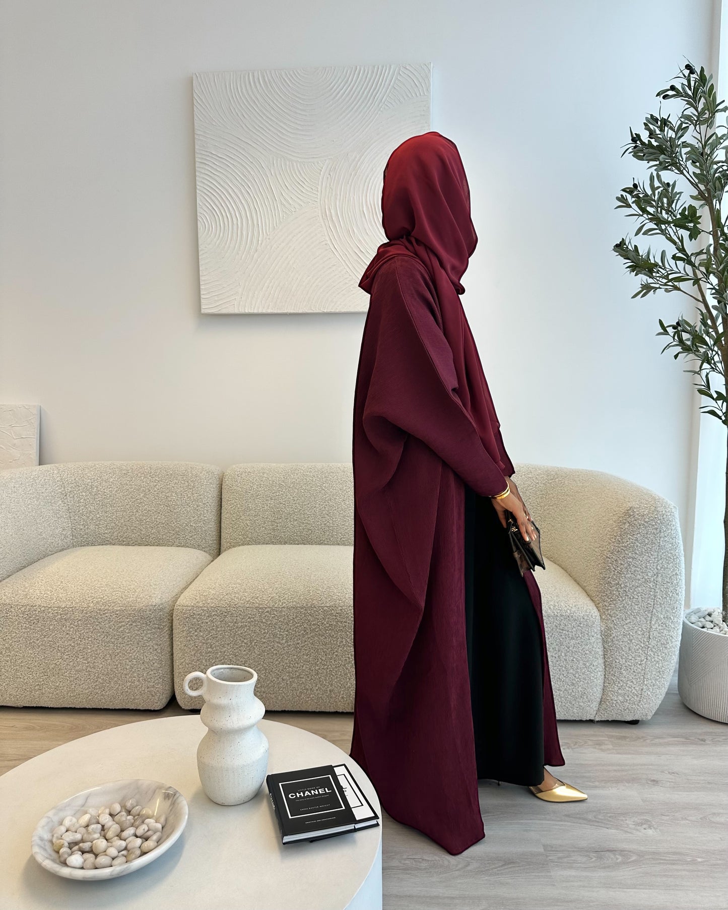 The Burgundy Elegance Abaya Set