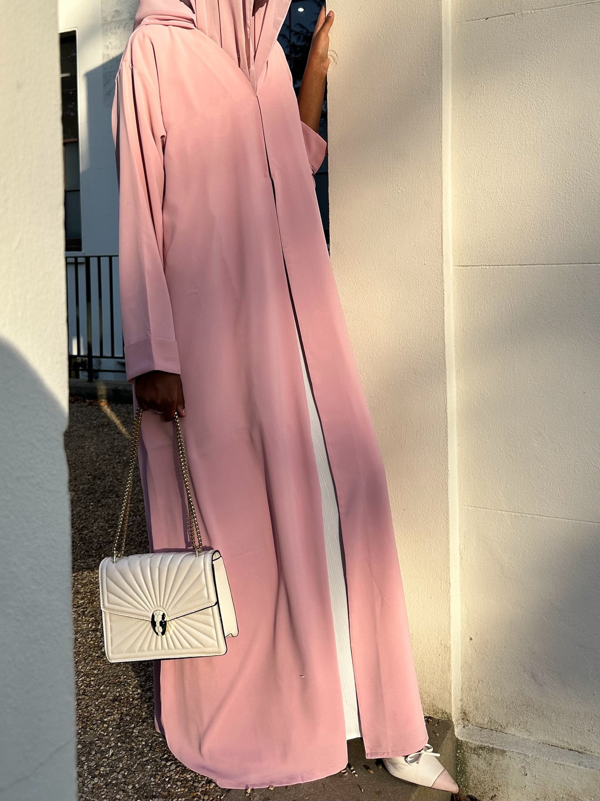 Blush Elegance Open Abaya Set