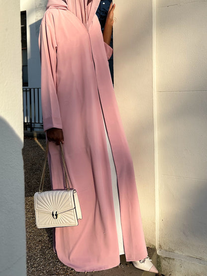 Blush Elegance Open Abaya Set