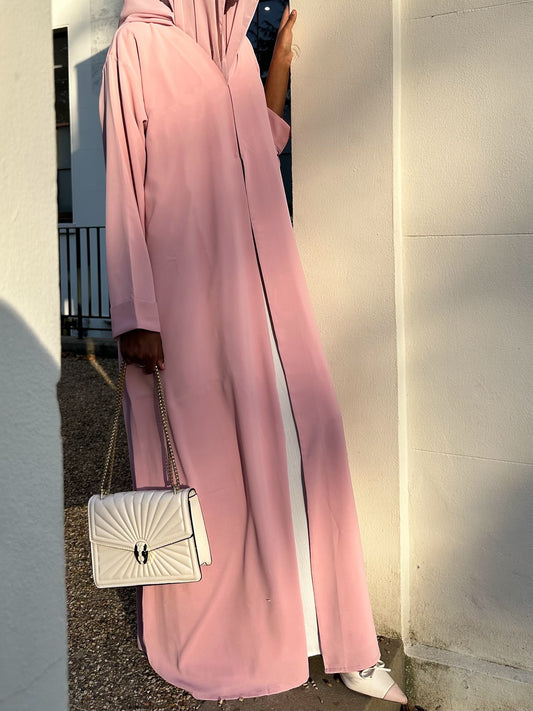 Blush Elegance Open Abaya Set