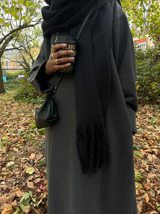 Charcoal Wool Blend Abaya