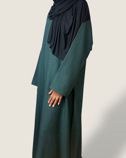 Closed Bottle Green Linen Abaya