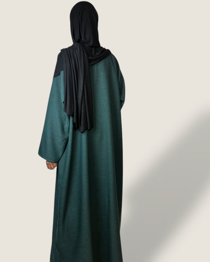 Closed Bottle Green Linen Abaya