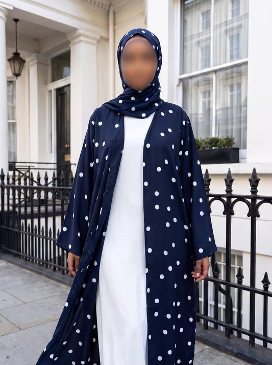 Sapphire Navy Polka Abaya Set