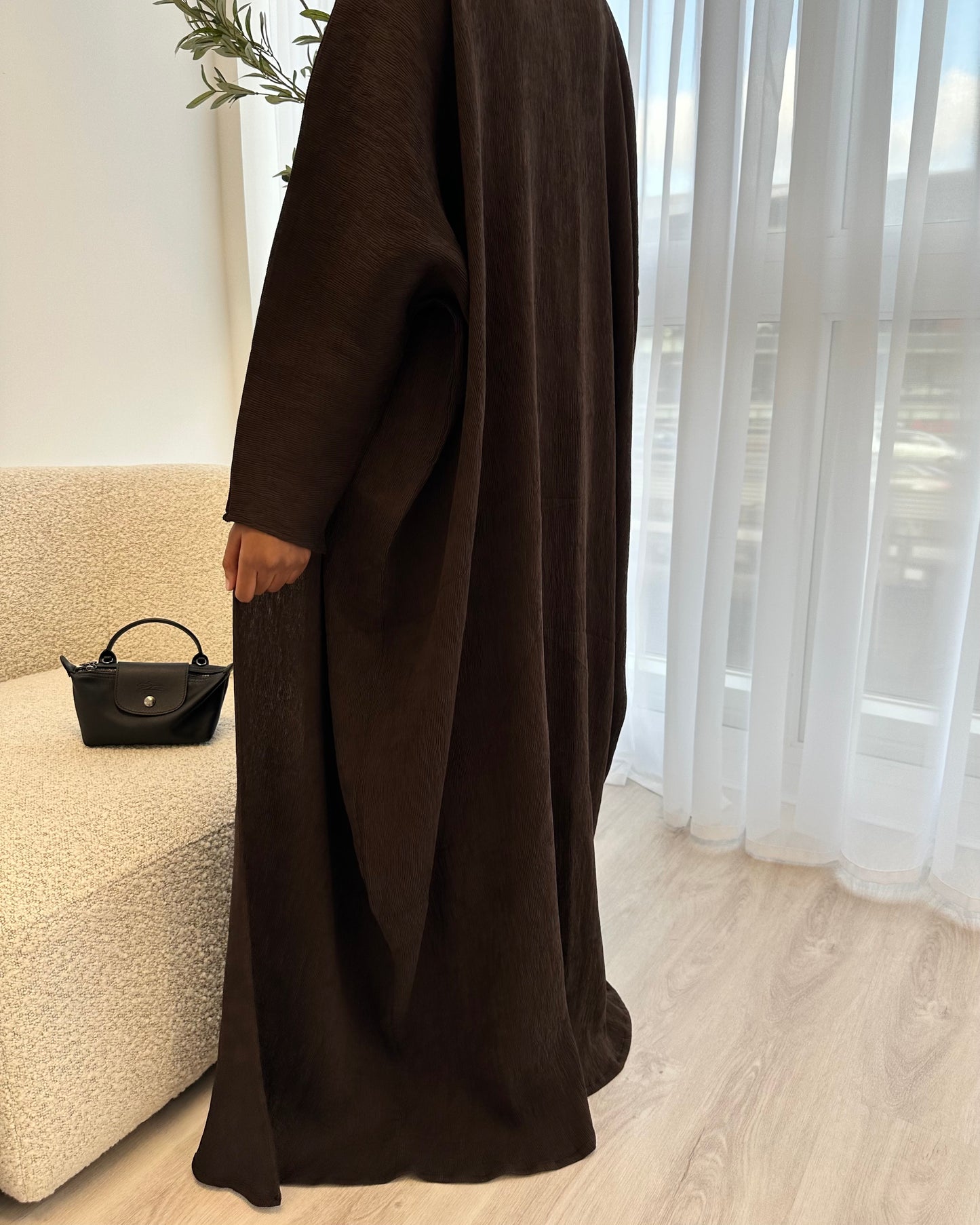 Lumière Charcoal Brown Abaya