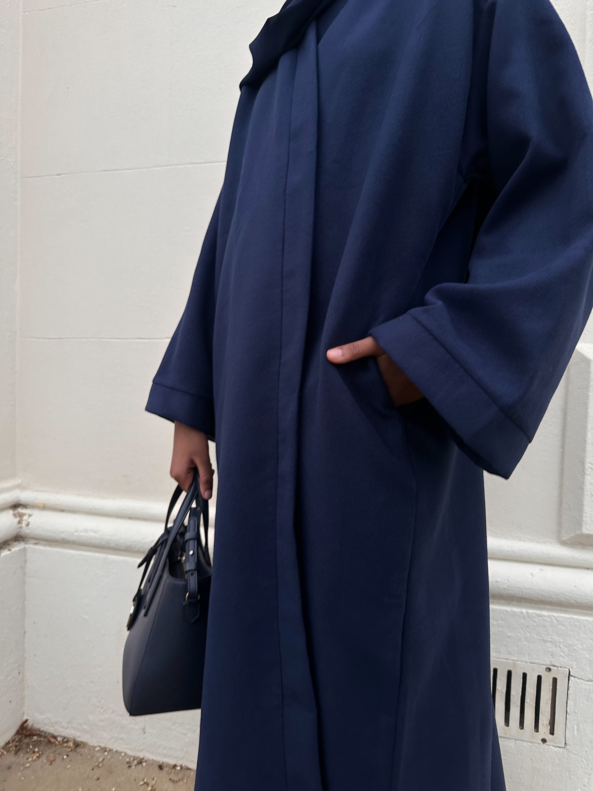 Midnight Navy Wool Abaya Kimono
