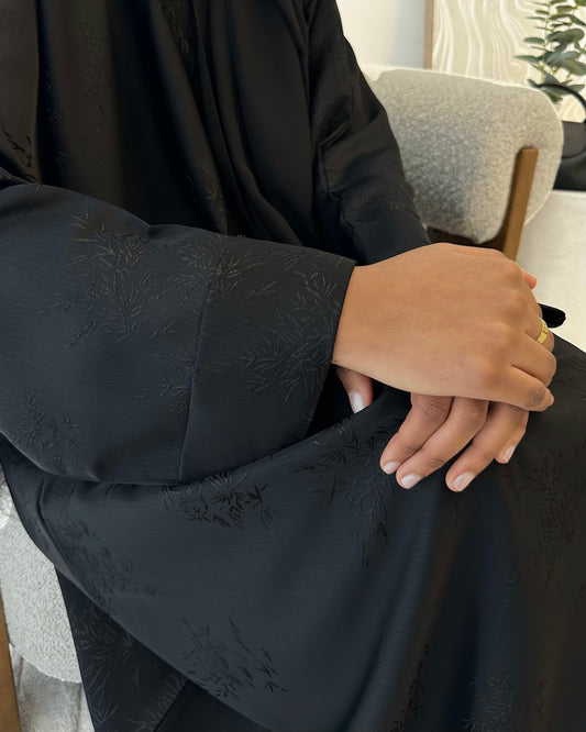 Black Jacquard Oversized Abaya