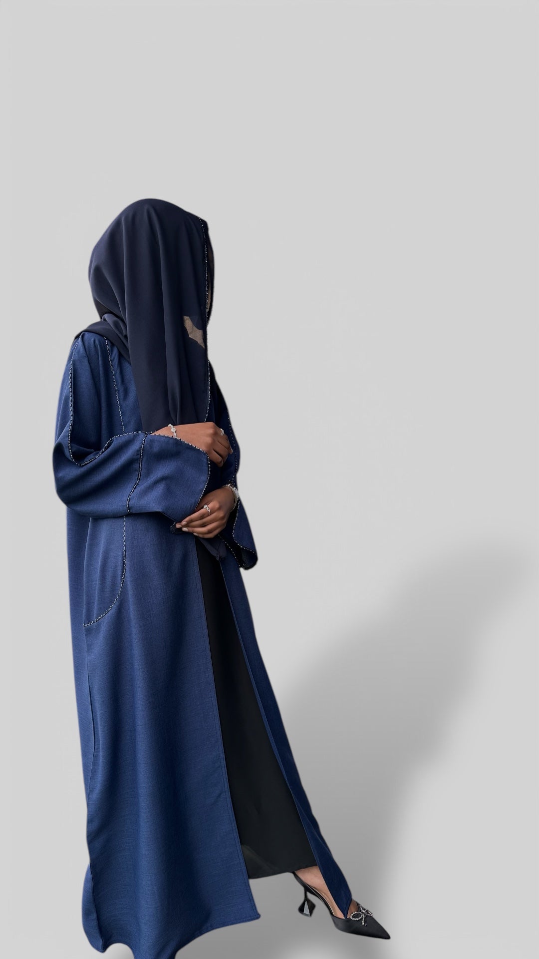 Elegance in Blue Open Abaya