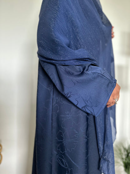 Floral Navy Blue Abaya