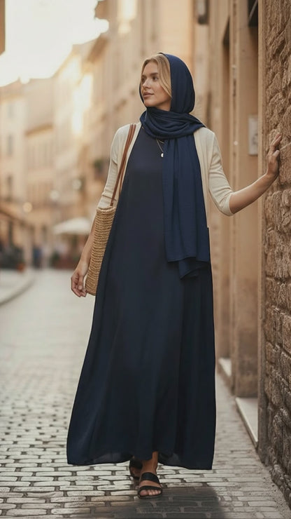 Navy blue sleeveless dress