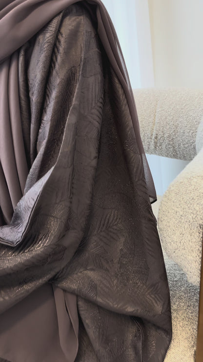 Mocha Taupe Jacquard Oversized Abaya
